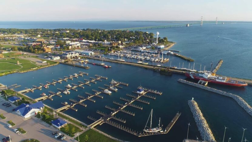 Mackinaw City in MIchigan - Drone View